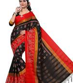 Black Printed Cotton Silk Saree With Blouse