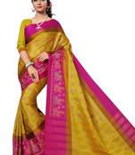 Light Yellow Printed Cotton Silk Saree With Blouse