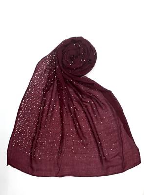 Maroon Cotton Designer Hijab Stole For Women 2