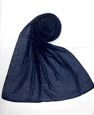Blue Cotton Designer Hijab Stole For Women 3