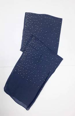 Blue Cotton Designer Hijab Stole For Women 1