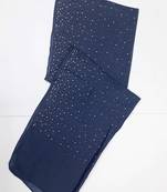 Blue Cotton Designer Hijab Stole For Women