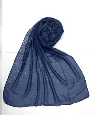 Blue Cotton Designer Hijab Stole For Women 3