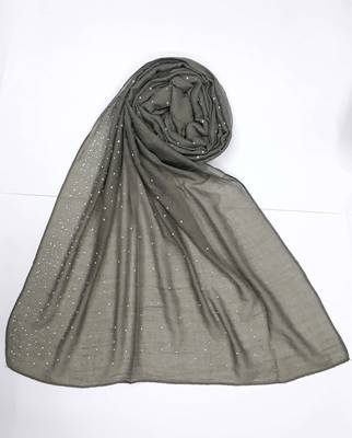Grey Cotton Designer Hijab Stole For Women 3
