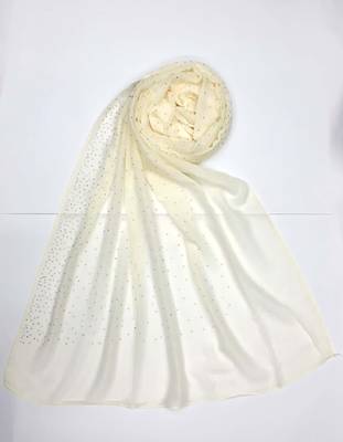 White Cotton Designer Hijab Stole For Women 3