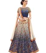 Blue Satin Silk Embroidery Lehenga With Dupatta
