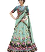 Light Green Satin Silk Embroidery Lehenga With Dupatta