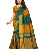 Green woven art silk saree with blouse