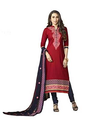 Red embroidered cotton salwar 1