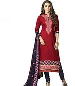 Red embroidered cotton salwar
