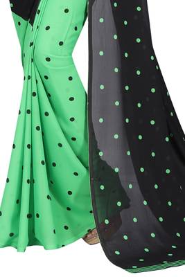 green printed georgette saree with blouse 2