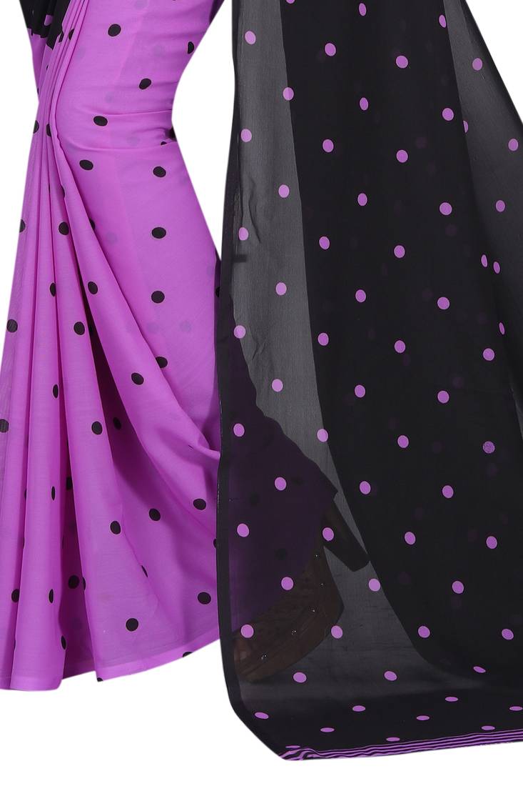 violet printed georgette saree with blouse