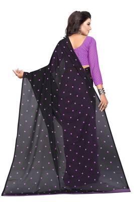 violet printed georgette saree with blouse 4