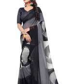 black printed georgette saree with blouse
