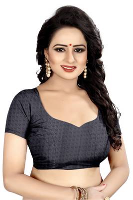 black printed georgette saree with blouse 3