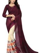 coffee printed georgette saree with blouse