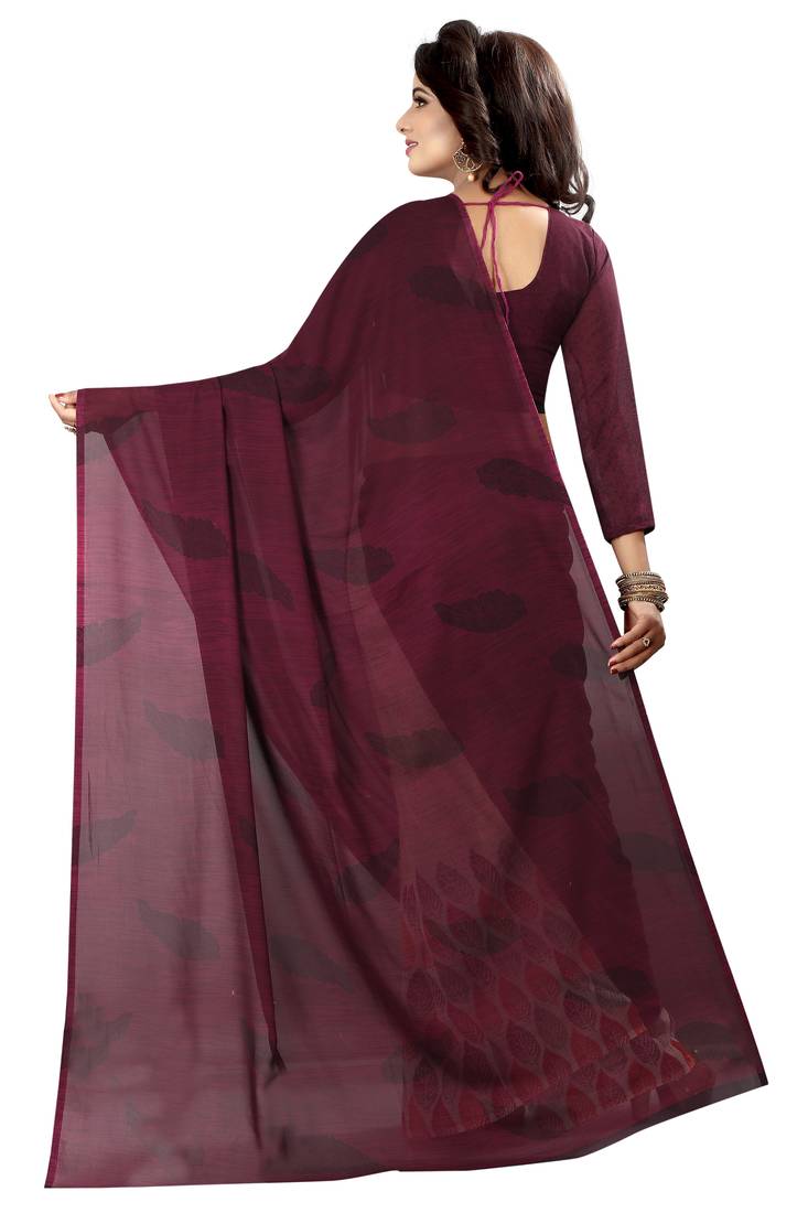 coffee printed georgette saree with blouse