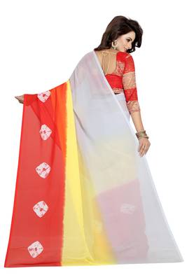 red printed georgette saree with blouse 4