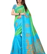 Light Green Printed Cotton Silk Saree  With Blouse