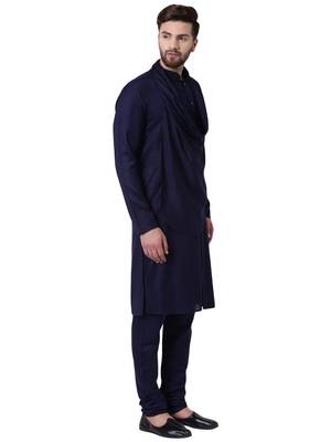 Blue Viscose Plain Men Kurta 2