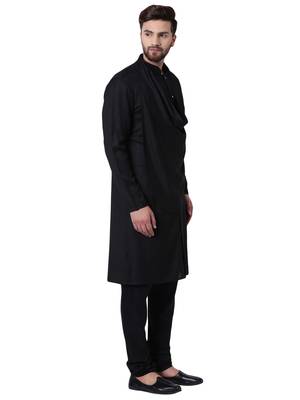 Black Viscose Plain Men Kurta 2