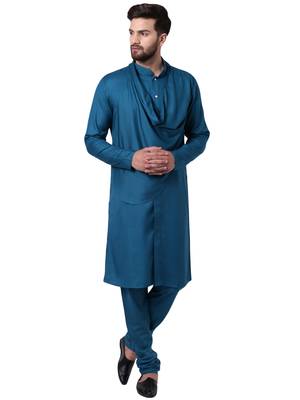Green Viscose Plain Men Kurta 1