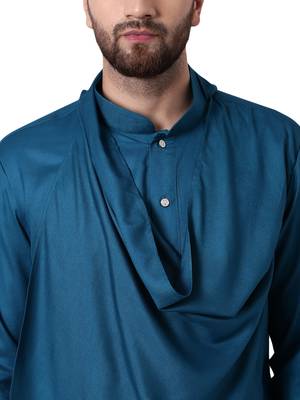 Green Viscose Plain Men Kurta 4