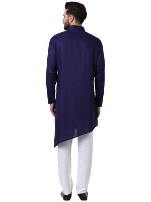 Blue Viscose Plain Men Kurta 3