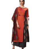 Red printed silk salwar with dupatta
