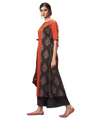 Red printed silk salwar with dupatta 4