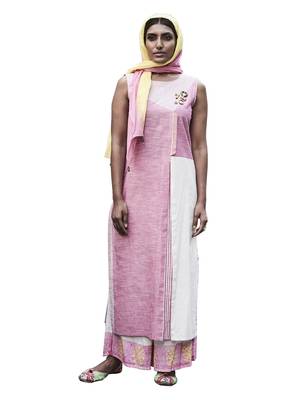 Pink printed cotton salwar with dupatta 1