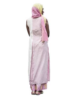 Pink printed cotton salwar with dupatta 2
