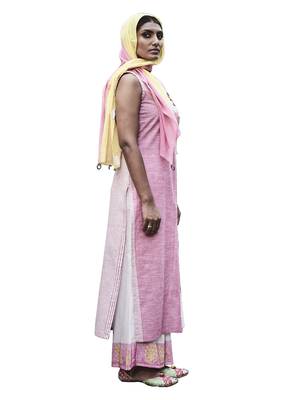 Pink printed cotton salwar with dupatta 3