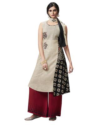 Off-white printed jute salwar with dupatta 1