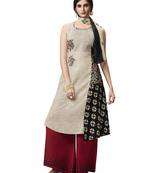 Off-white printed jute salwar with dupatta