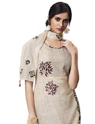 Off-white printed jute salwar with dupatta 3