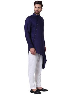 Blue Viscose Plain Kurta Pajama 2