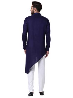 Blue Viscose Plain Kurta Pajama 3