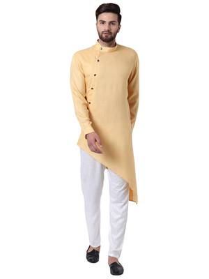 Beige Viscose Plain Kurta Pajama 1
