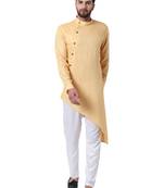 Beige Viscose Plain Kurta Pajama