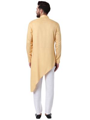 Beige Viscose Plain Kurta Pajama 3