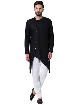 Black Viscose Plain Kurta Pajama 1