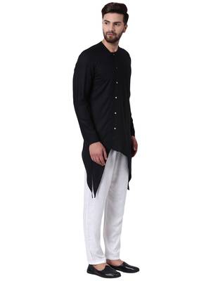 Black Viscose Plain Kurta Pajama 2