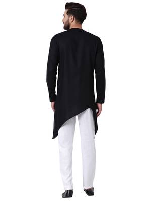 Black Viscose Plain Kurta Pajama 3