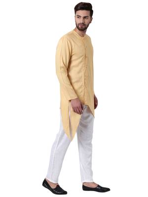 Beige Viscose Plain Kurta Pajama 2