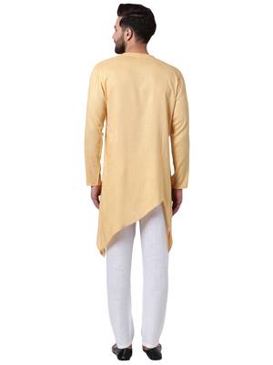 Beige Viscose Plain Kurta Pajama 3