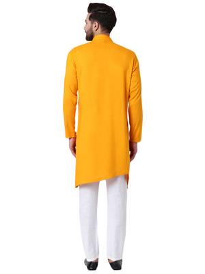 Yellow Viscose Plain Kurta Pajama 3