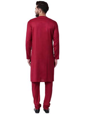 Maroon Viscose Plain Kurta Pajama 3