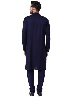 Blue Viscose Plain Kurta Pajama 3