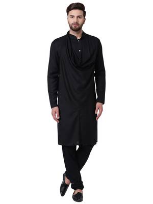 Black Viscose Plain Kurta Pajama 1